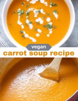 Vegan carrot soup recipe short collage pin