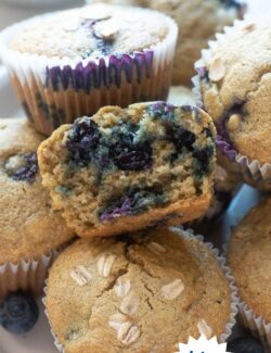 Healthy blueberry oatmeal muffins long pin