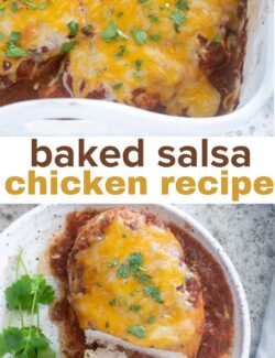 Baked salsa chicken recipe long collage pin