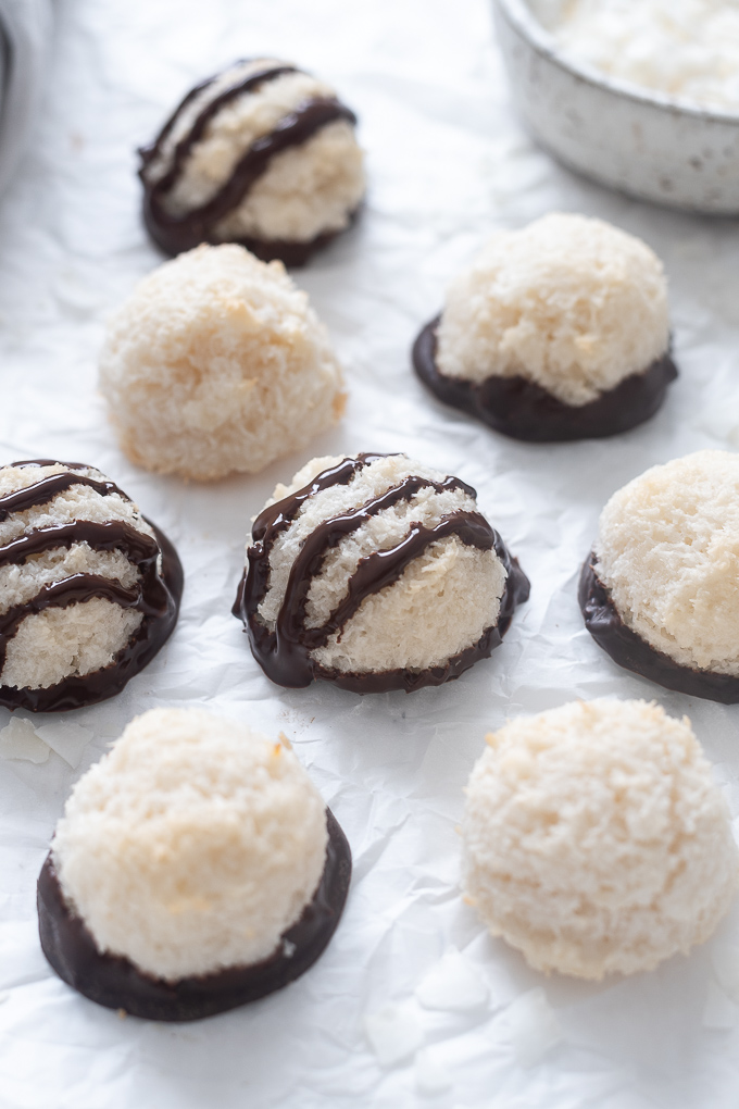Coconut macaroons on parchment paper