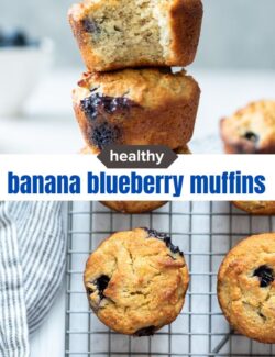 Healthy banana blueberry muffins short collage pin