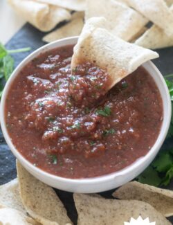 Restaurant style salsa with canned tomatoes long pin