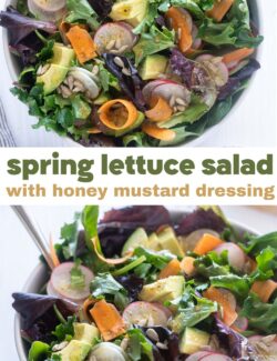 Spring Lettuce salad with honey mustard dressing long collage pin