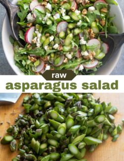 Raw asparagus salad short collage pin