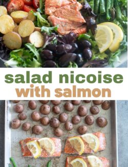 Salad nicoise with salmon long collage pin