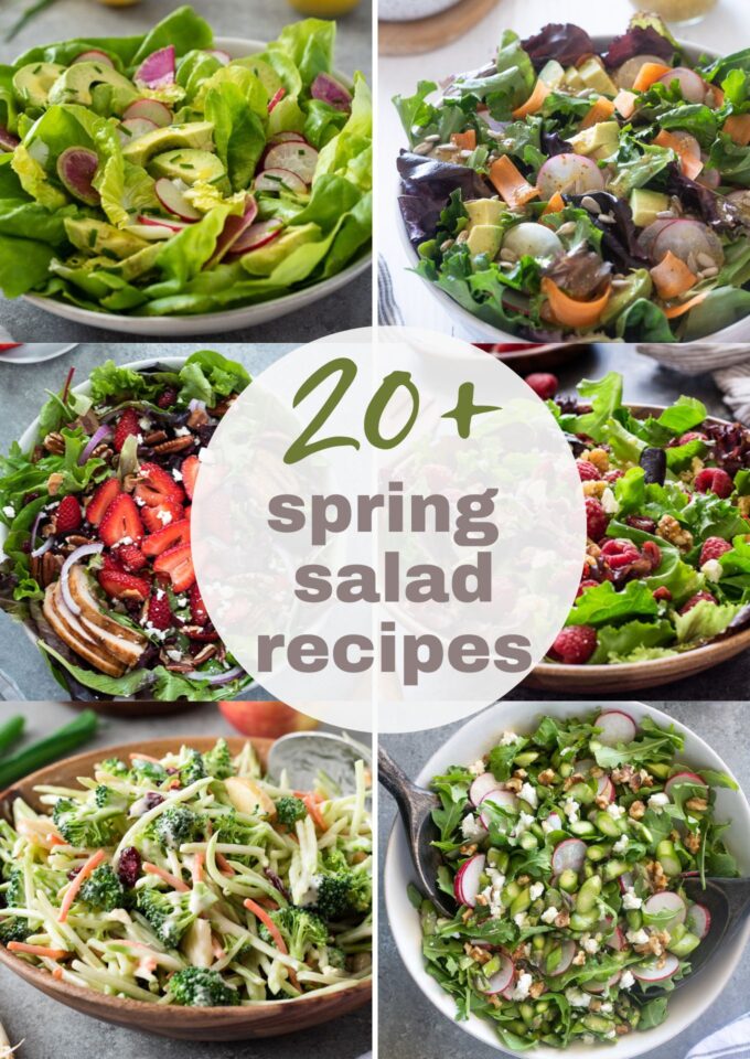 Spring salad recipes long collage pin