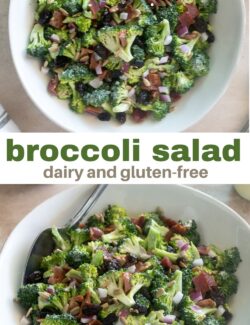 Broccoli salad dairy and gluten-free long collage pin