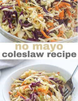No Mayo coleslaw recipe long collage pin