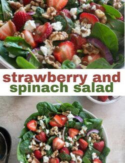 Spinach and strawberry salad long collage pin