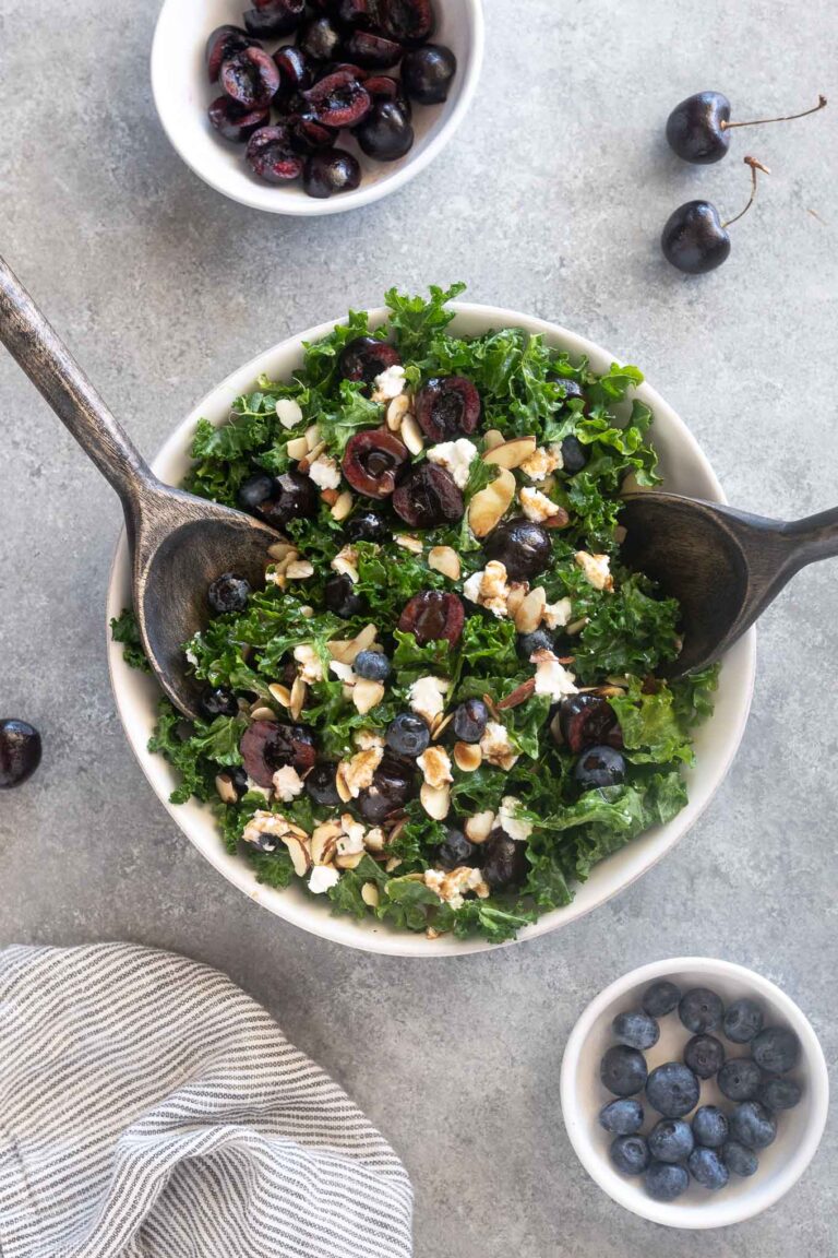 Kale Cherry Salad with Goat Cheese Flavor the Moments