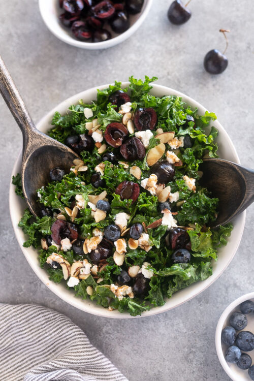 Kale Cherry Salad with Goat Cheese Flavor the Moments