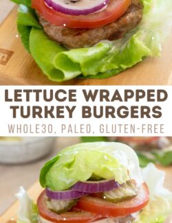Lettuce wrapped turkey burgers long collage pin