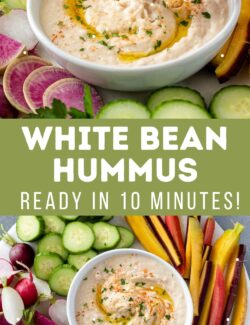 White bean hummus long collage pin