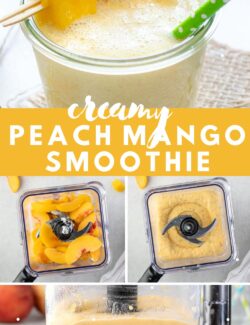 Creamy peach mango smoothie long collage pin