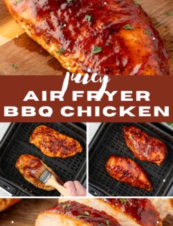 Juicy air fryer bbq chicken long collage pin