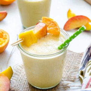 Peach smoothie in a jar