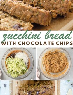 Healthy Zucchini Bread with chocolate chips long collage pin