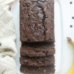 Healthy Chocolate banana bread on a plate