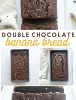 Double chocolate banana bread long collage pin