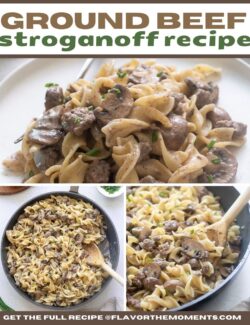 Ground beef stroganoff recipe short collage pin