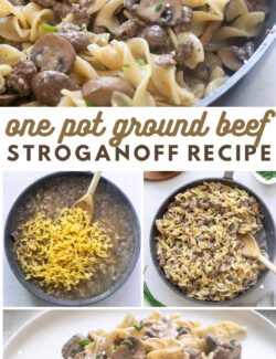 One pot ground beef stroganoff recipe long collage pin