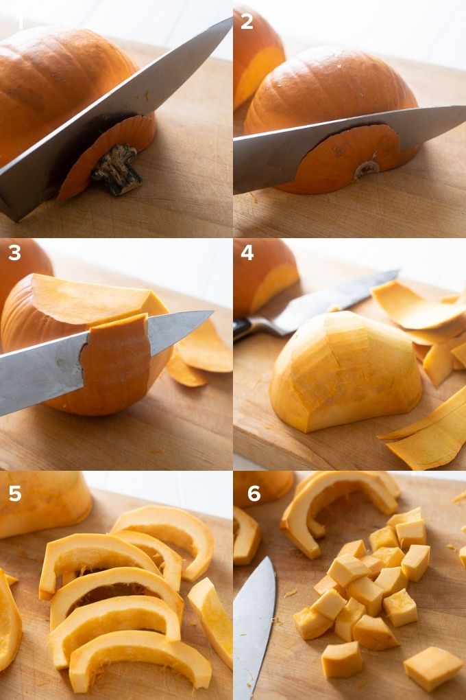 How to peel pumpkin and cut into wedges or cubes