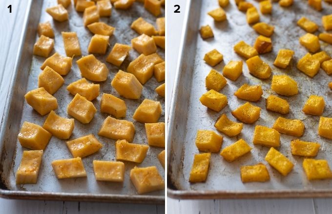 How to roast pumpkin cubes