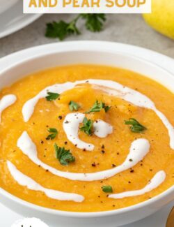 Roasted butternut squash and pear soup long pin