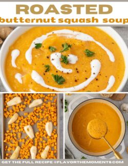 Roasted butternut squash soup recipe short collage pin