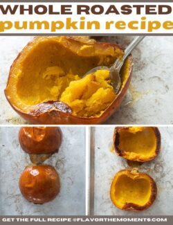 Whole roasted pumpkin recipe short collage pin