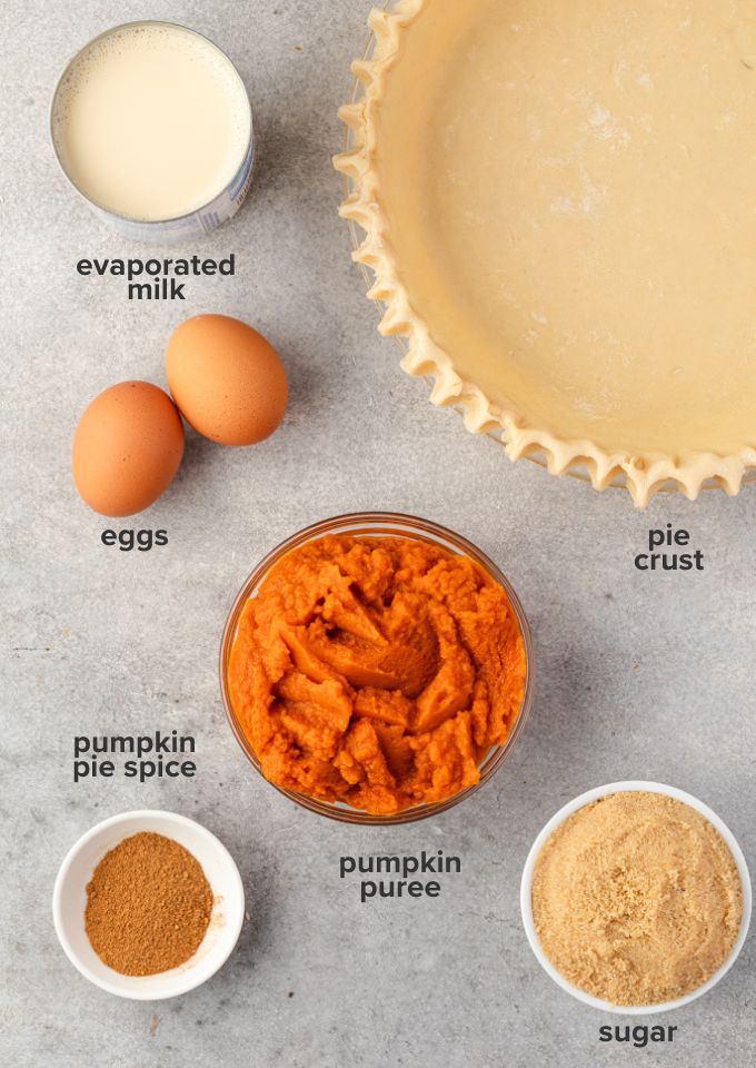 Homemade pumpkin pie ingredients