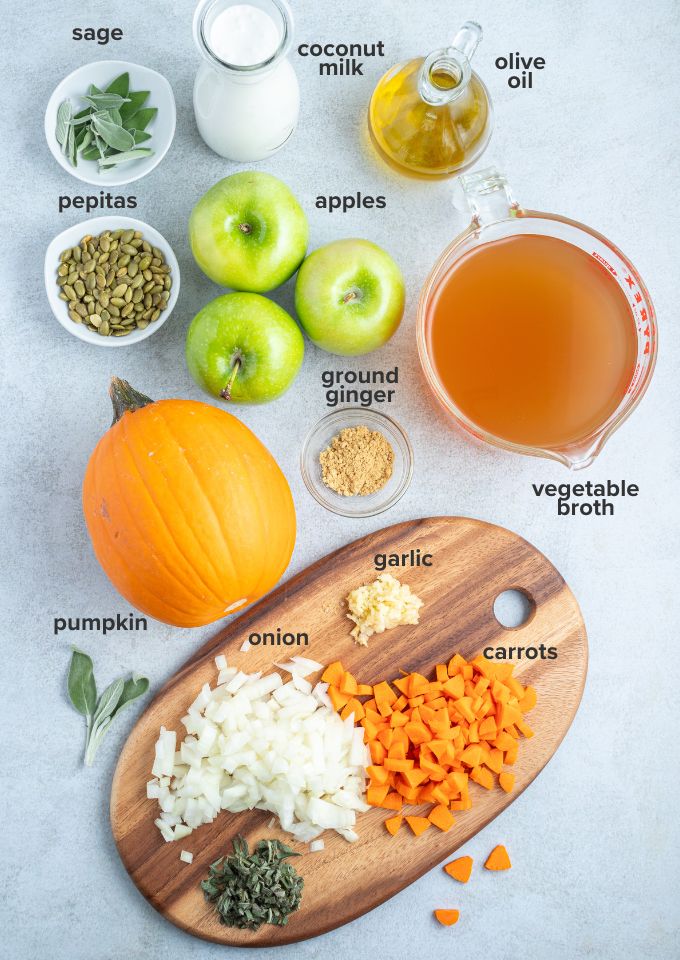 Roasted pumpkin soup ingredients