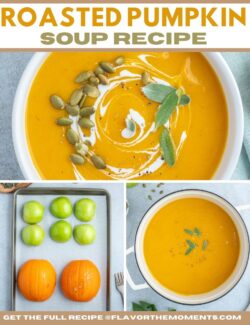 Roasted pumpkin soup recipe short collage pin