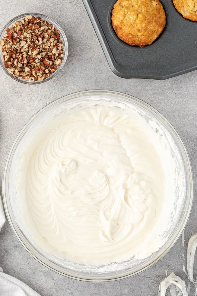 basic cream cheese frosting in a mixing bowl