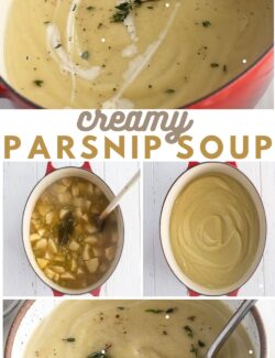 Creamy parsnip soup recipe long collage pin
