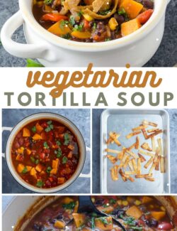 Vegetarian Tortilla Soup long collage pin