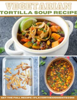 Vegetarian Tortilla Soup recipe short collage pin