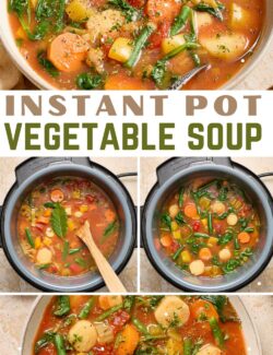 Vegetable soup in Instant Pot long collage pin.