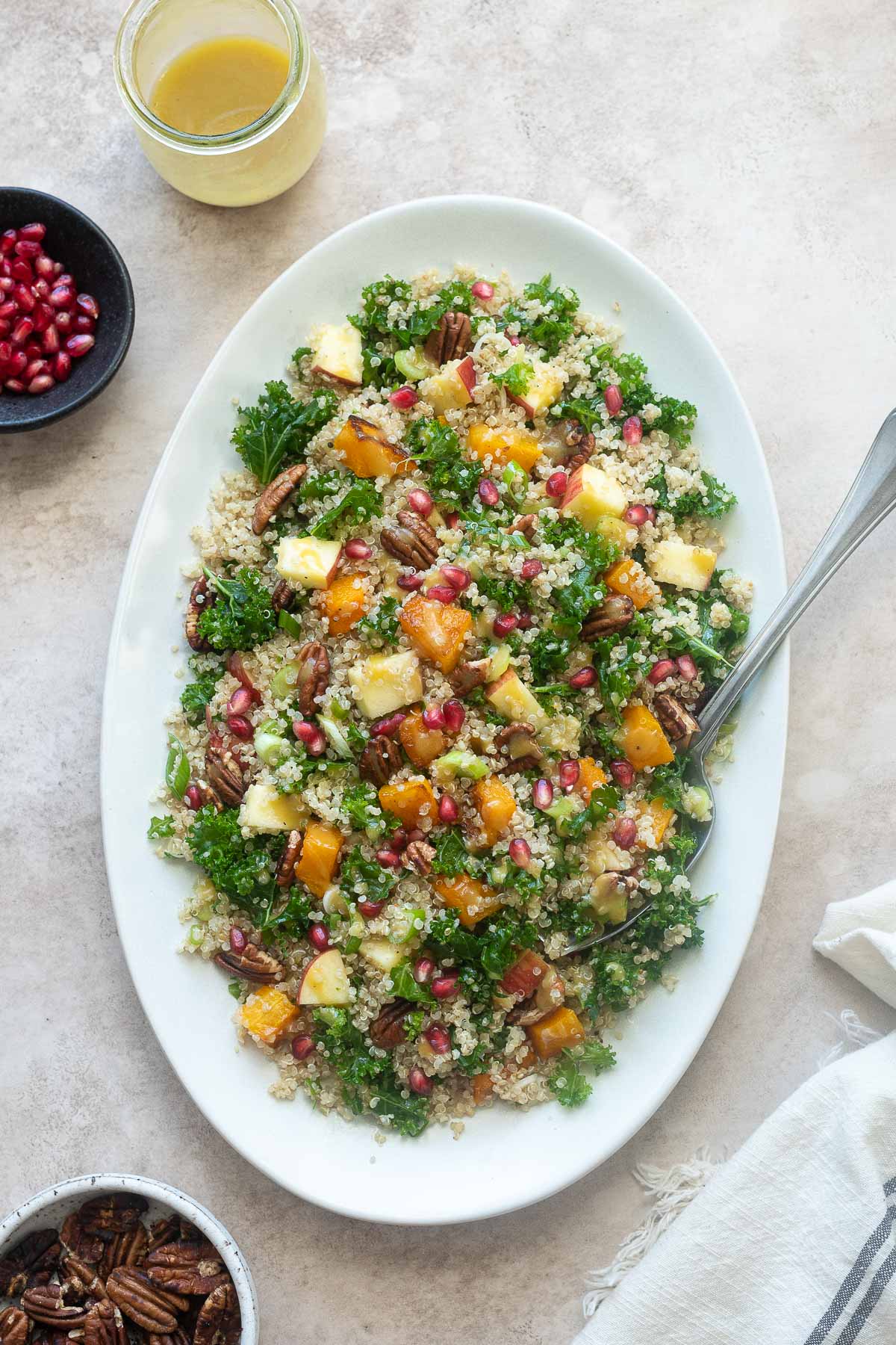 Butternut squash quinoa salad on a serving platter.