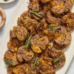 Platter of crispy smashed potatoes.