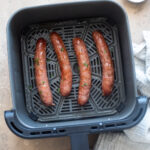 Cooked sausage in the air fryer.