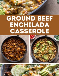 Ground beef enchilada casserole collage pin.