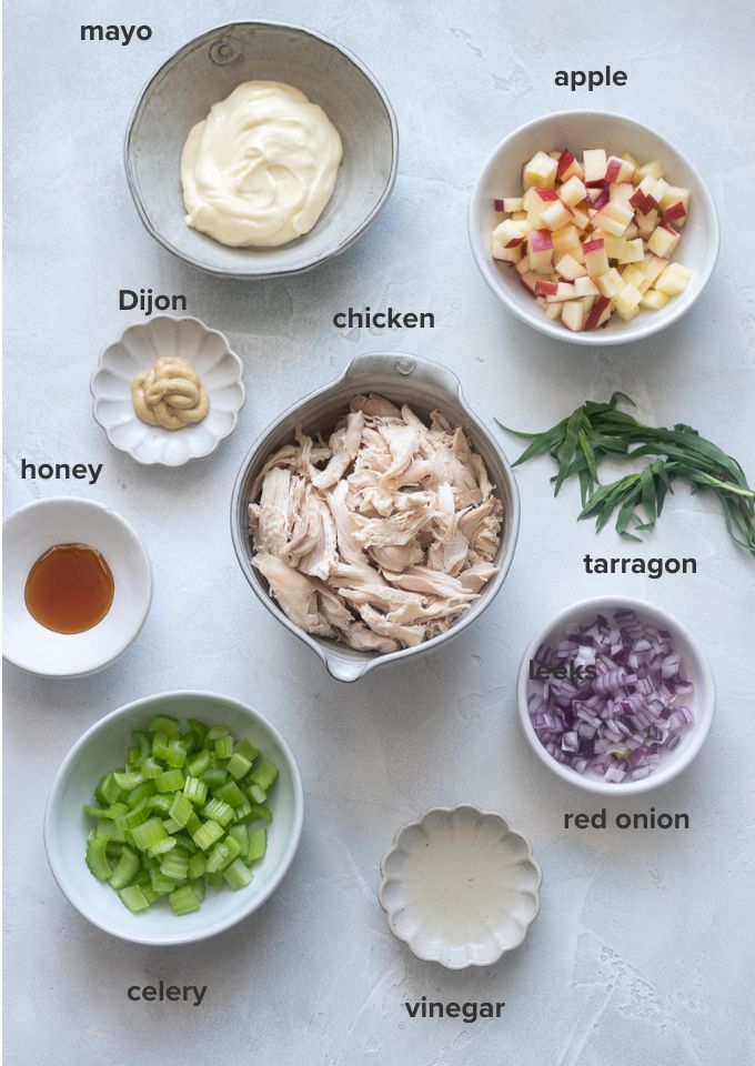 Tarragon chicken salad recipe ingredients.