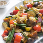 Air fryer roasted vegetables on a serving platter.