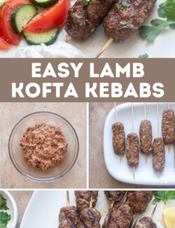 Easy lamb kofta kebabs collage pin.