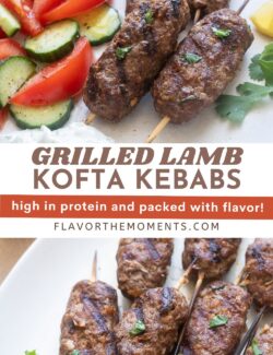 Grilled lamb kofta kebabs collage pin.