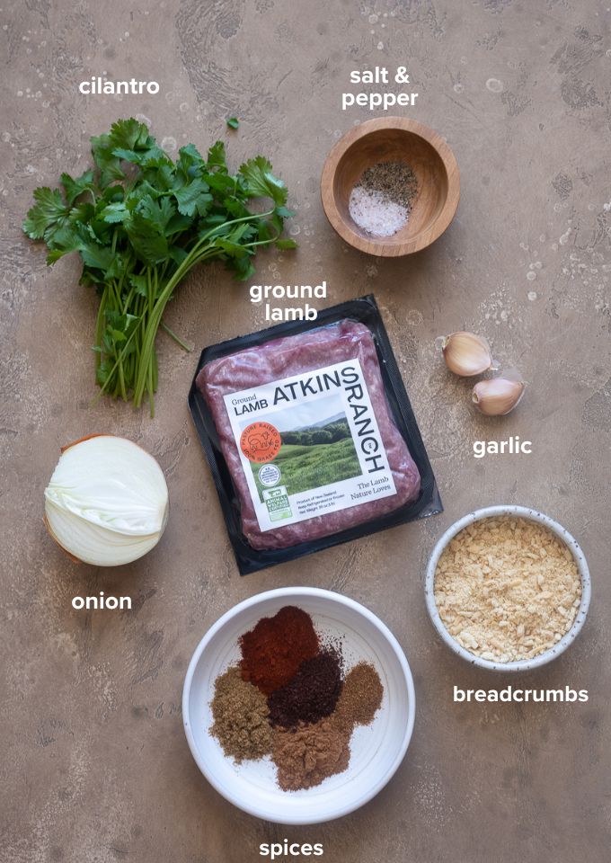 Lamb kofta recipe ingredients.