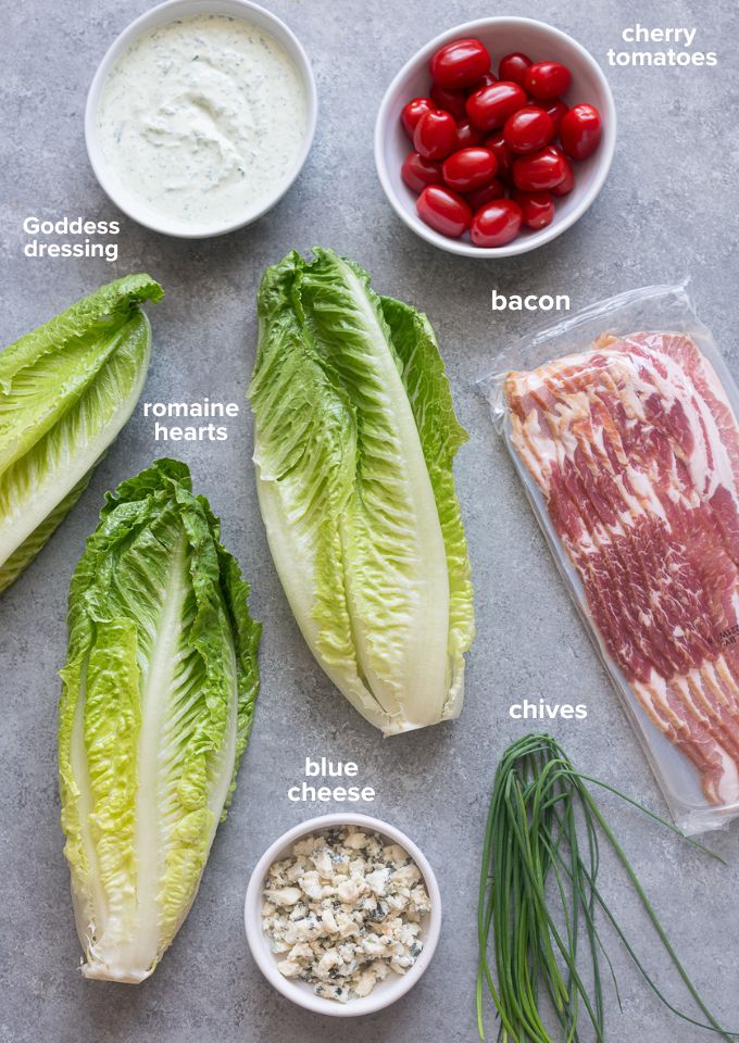 Romaine wedge salad recipe ingredients.