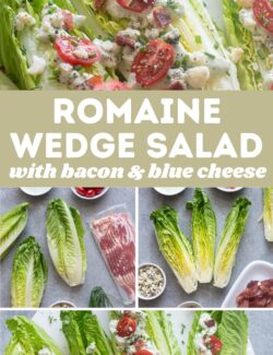 Romaine wedge salad with bacon and blue cheese collage pin.