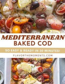 Mediterranean baked cod collage pin.